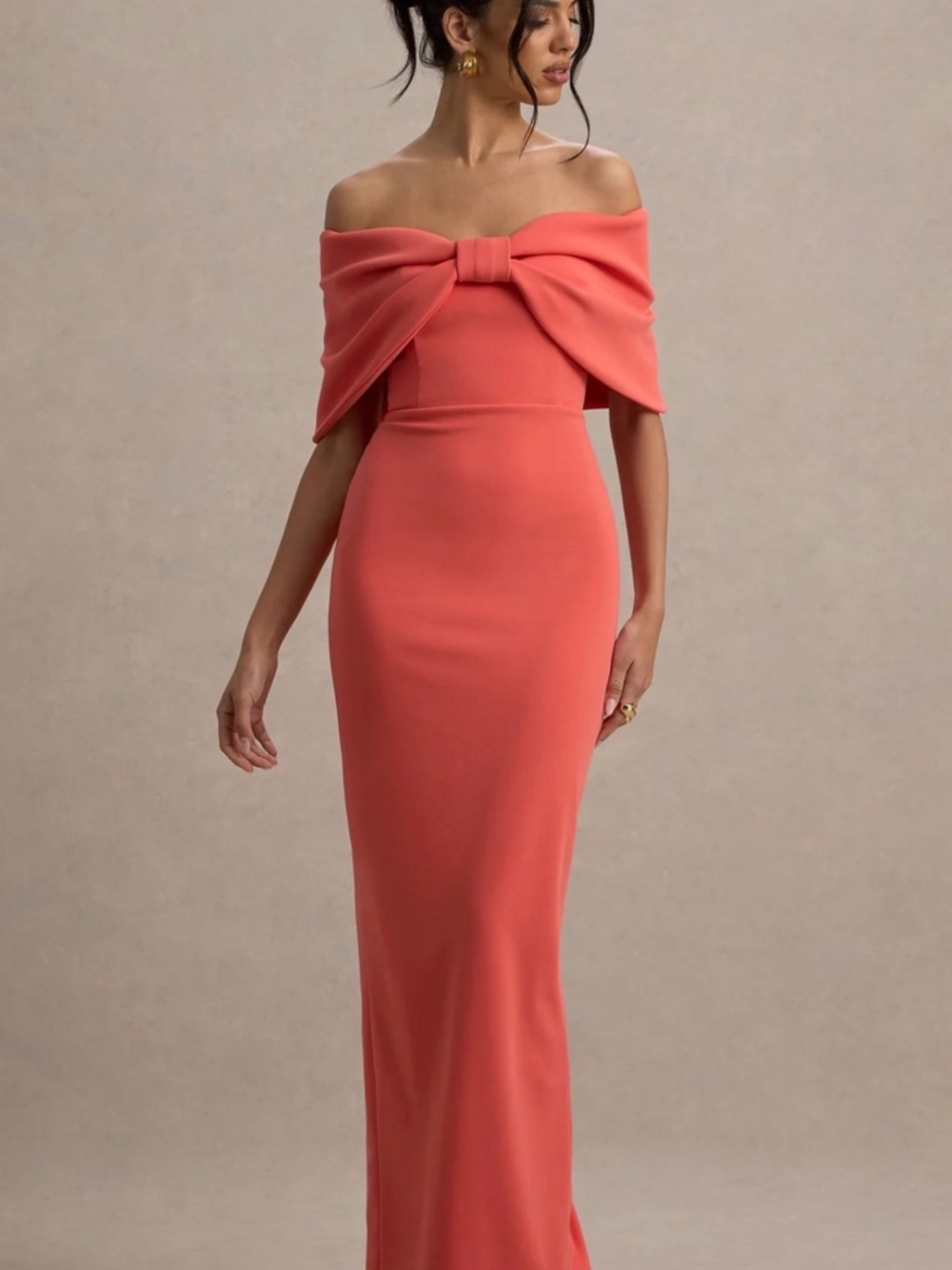 Club L London Coral Strapless Bow Gown